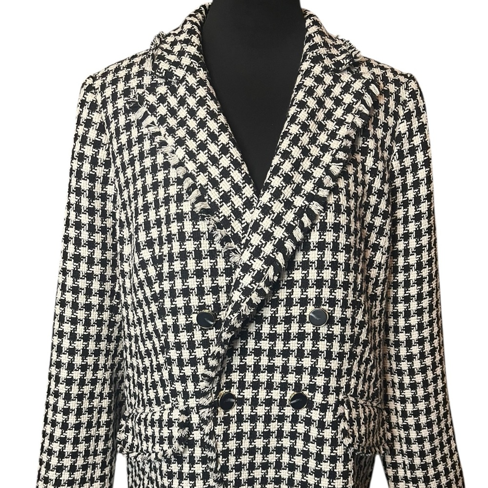 Talbots Classic Black and White Checkered Blazer